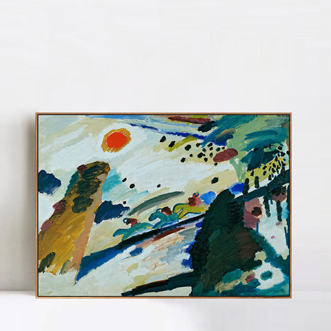 INVIN ART Framed Canvas Giclee Print Romantic Landscape by Wassily Kandinsky Wall Art Living Room Home Office Decorations