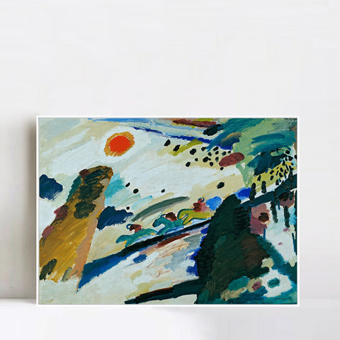 INVIN ART Framed Canvas Giclee Print Romantic Landscape by Wassily Kandinsky Wall Art Living Room Home Office Decorations