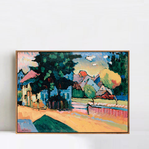 INVIN ART Framed Canvas Giclee Print Vasily - View of Murnau by Wassily Kandinsky Wall Art Living Room Home Office Decorations