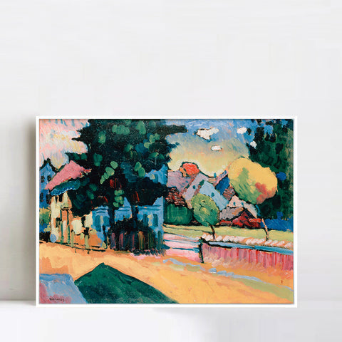 INVIN ART Framed Canvas Giclee Print Vasily - View of Murnau by Wassily Kandinsky Wall Art Living Room Home Office Decorations
