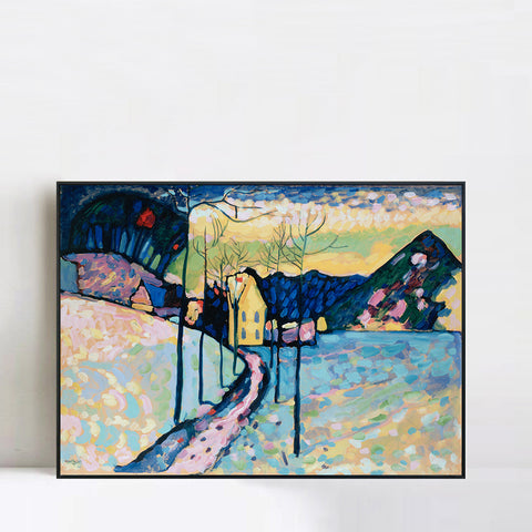 INVIN ART Framed Canvas Giclee Print Vasily - Winter Landscape by Wassily Kandinsky Wall Art Living Room Home Office Decorations
