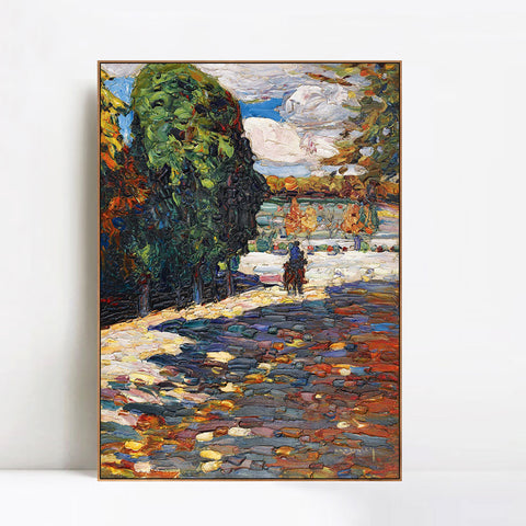 INVIN ART Framed Canvas Giclee Print PARK OF ST CLOUD - WITH HORSEMAN by Wassily Kandinsky Wall Art Living Room Home Office Decorations