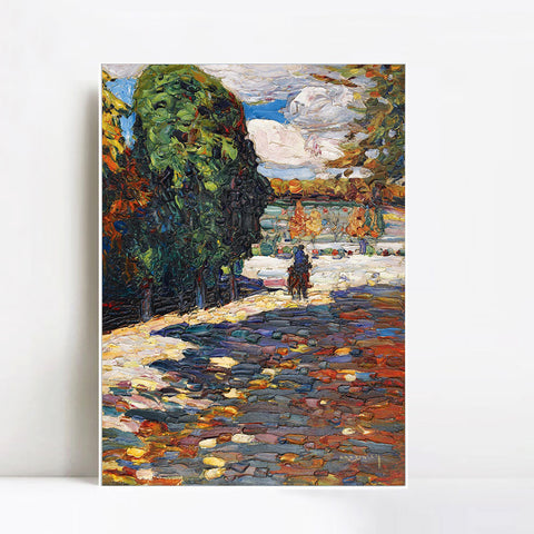 INVIN ART Framed Canvas Giclee Print PARK OF ST CLOUD - WITH HORSEMAN by Wassily Kandinsky Wall Art Living Room Home Office Decorations