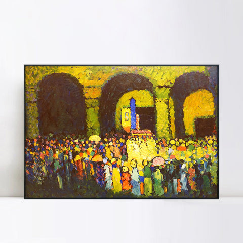 INVIN ART Framed Canvas Giclee Print The Ludwigskirche in Munich 1908 by Wassily Kandinsky Wall Art Living Room Home Office Decorations