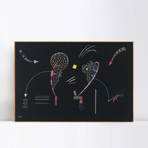 INVIN ART Framed Canvas Giclee Print DEUX COTES by Wassily Kandinsky Wall Art Living Room Home Office Decorations
