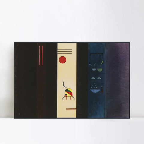 INVIN ART Framed Canvas Giclee Print DUNKLE SEITEN (DARK SIDES) by Wassily Kandinsky Wall Art Living Room Home Office Decorations