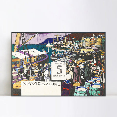 INVIN ART Framed Canvas Giclee Print STUDY FOR A SHIP POSTER by Wassily Kandinsky Wall Art Living Room Home Office Decorations