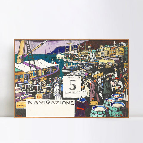 INVIN ART Framed Canvas Giclee Print STUDY FOR A SHIP POSTER by Wassily Kandinsky Wall Art Living Room Home Office Decorations