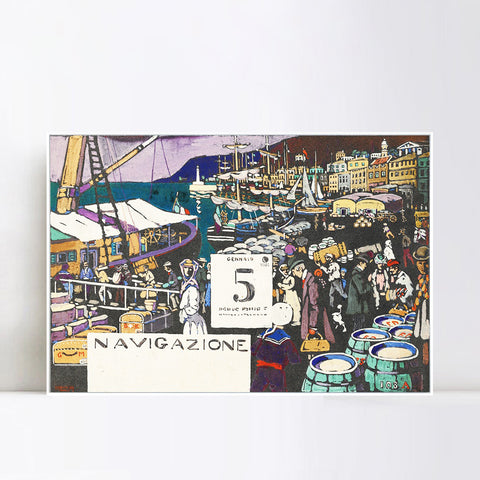 INVIN ART Framed Canvas Giclee Print STUDY FOR A SHIP POSTER by Wassily Kandinsky Wall Art Living Room Home Office Decorations