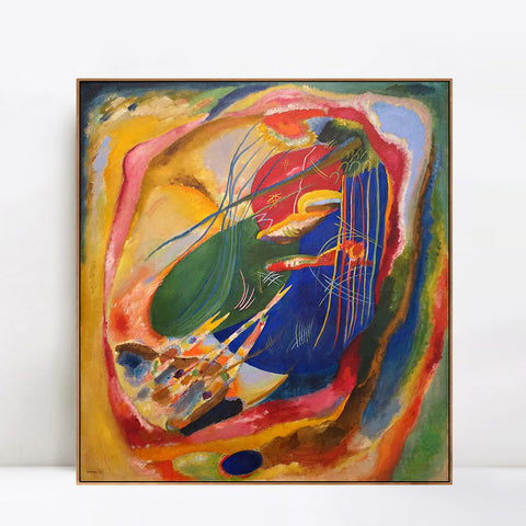INVIN ART Framed Canvas Giclee Print Picture with Three Spots 1914 by Wassily Kandinsky Wall Art Living Room Home Office Decorations