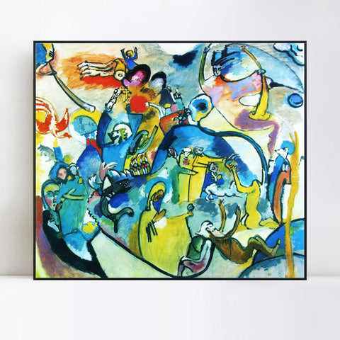 INVIN ART Framed Canvas Giclee Print all saints day ii 1911 by Wassily Kandinsky Wall Art Living Room Home Office Decorations