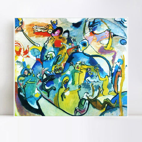 INVIN ART Framed Canvas Giclee Print all saints day ii 1911 by Wassily Kandinsky Wall Art Living Room Home Office Decorations