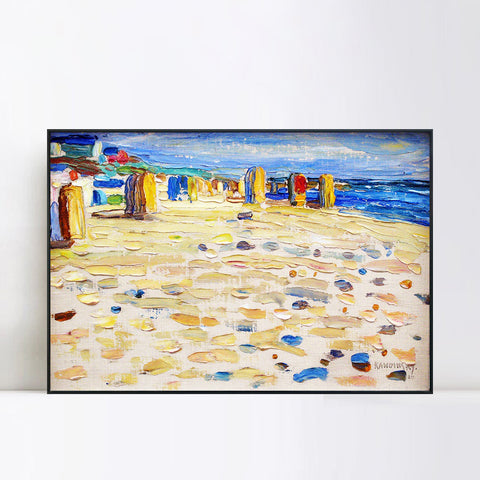 INVIN ART Framed Canvas Giclee Print Holland Beach Chairs by Wassily Kandinsky Wall Art Living Room Home Office Decorations