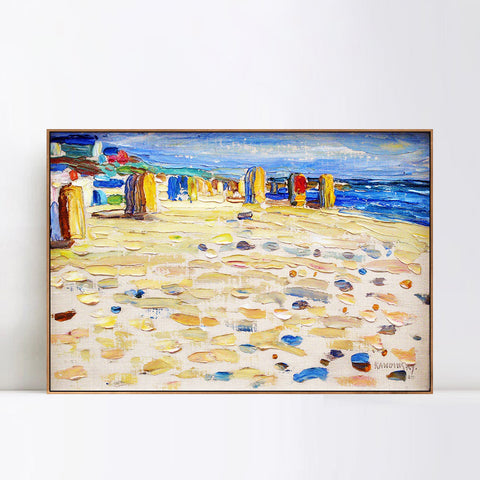 INVIN ART Framed Canvas Giclee Print Holland Beach Chairs by Wassily Kandinsky Wall Art Living Room Home Office Decorations