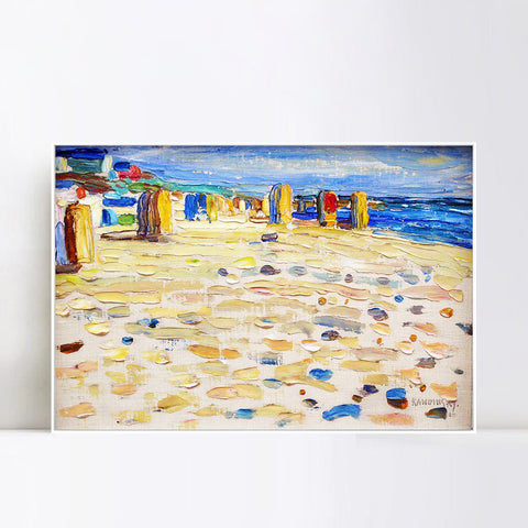 INVIN ART Framed Canvas Giclee Print Holland Beach Chairs by Wassily Kandinsky Wall Art Living Room Home Office Decorations