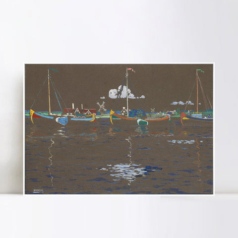 INVIN ART Framed Canvas Giclee Print DIE SCHIFFE (HOLLAND) (THE SHIPS (HOLLAND)) by Wassily Kandinsky Wall Art Living Room Home Office Decorations
