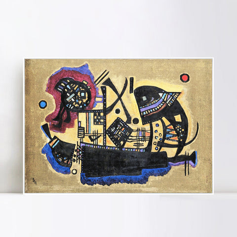 INVIN ART Framed Canvas Giclee Print GEFLECHT (WOVEN) by Wassily Kandinsky Wall Art Living Room Home Office Decorations