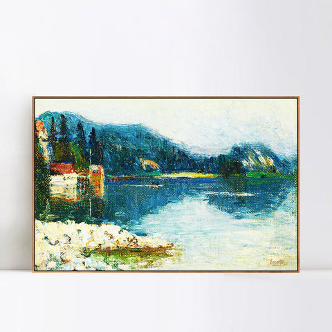 INVIN ART Framed Canvas Giclee Print KOCHEL SEE,NEBEL(KOCHEL LAKE,FOG)(2) by Wassily Kandinsky Wall Art Living Room Home Office Decorations