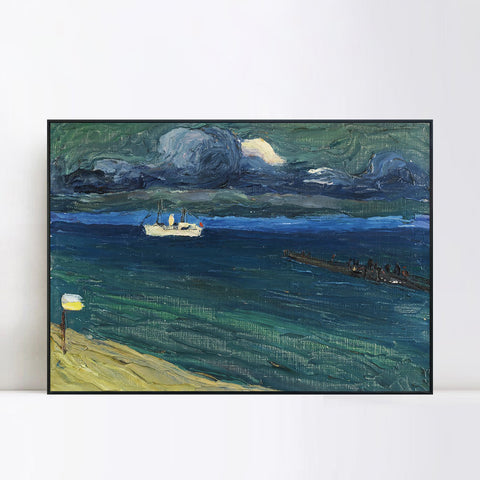 INVIN ART Framed Canvas Giclee Print RAPALLO, SEASCAPE WITH STEAMER by Wassily Kandinsky Wall Art Living Room Home Office Decorations