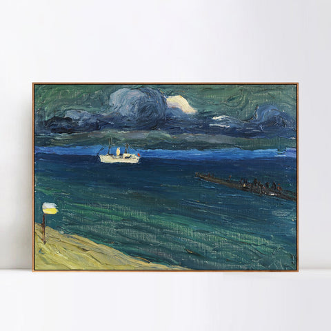 INVIN ART Framed Canvas Giclee Print RAPALLO, SEASCAPE WITH STEAMER by Wassily Kandinsky Wall Art Living Room Home Office Decorations