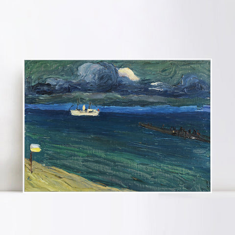 INVIN ART Framed Canvas Giclee Print RAPALLO, SEASCAPE WITH STEAMER by Wassily Kandinsky Wall Art Living Room Home Office Decorations