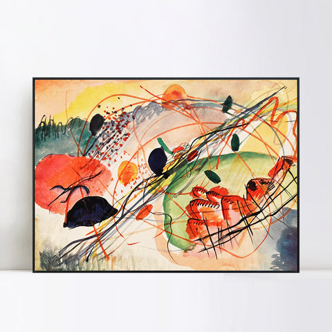 INVIN ART Framed Canvas Giclee Print Aquarell 6,Kunstdrucke auf japanpapier by Wassily Kandinsky Wall Art Living Room Home Office Decorations