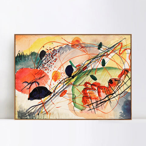 INVIN ART Framed Canvas Giclee Print Aquarell 6,Kunstdrucke auf japanpapier by Wassily Kandinsky Wall Art Living Room Home Office Decorations