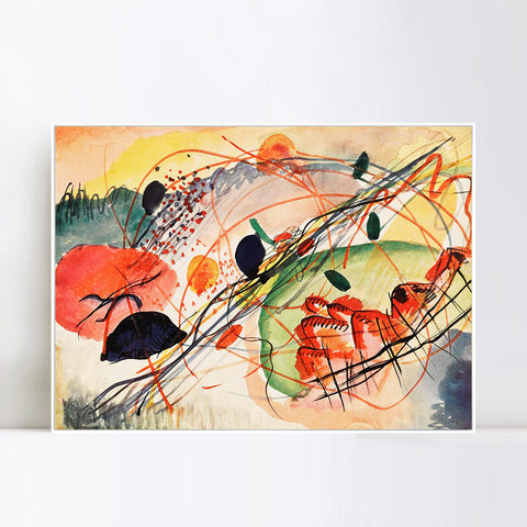 INVIN ART Framed Canvas Giclee Print Aquarell 6,Kunstdrucke auf japanpapier by Wassily Kandinsky Wall Art Living Room Home Office Decorations