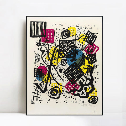 INVIN ART Framed Canvas Giclee Print KLEINE WELTEN V(R. 168) by Wassily Kandinsky Wall Art Living Room Home Office Decorations