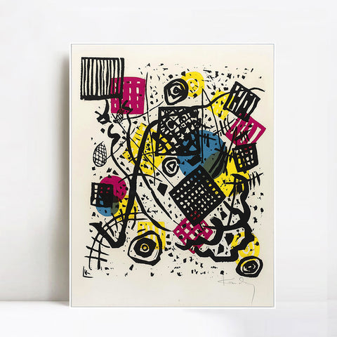 INVIN ART Framed Canvas Giclee Print KLEINE WELTEN V(R. 168) by Wassily Kandinsky Wall Art Living Room Home Office Decorations
