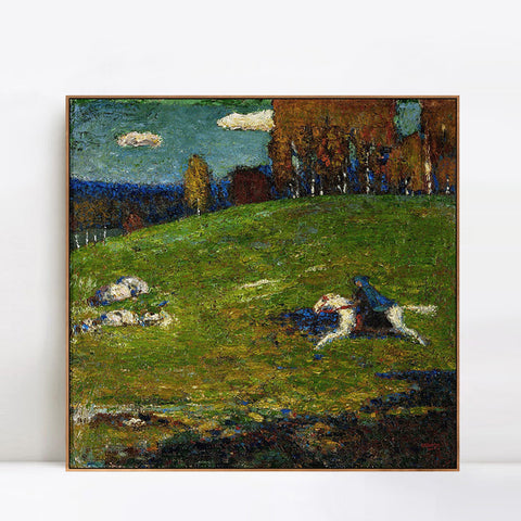INVIN ART Framed Canvas Giclee Print Der_Blaue_Reiter by Wassily Kandinsky Wall Art Living Room Home Office Decorations