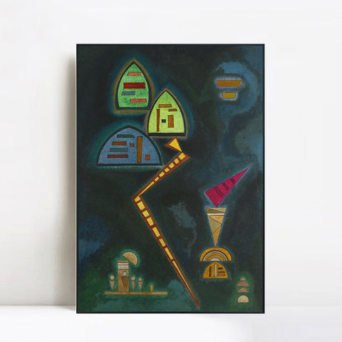 INVIN ART Framed Canvas Giclee Print GR??N (GREEN) by Wassily Kandinsky Wall Art Living Room Home Office Decorations