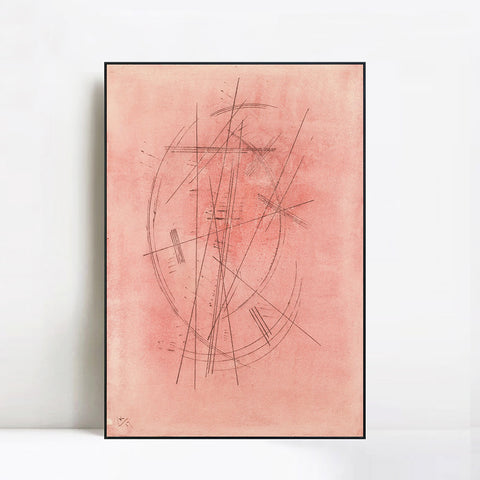 INVIN ART Framed Canvas Giclee Print ZEICHNUNG IN ROSA (DESSIN EN ROSE) by Wassily Kandinsky Wall Art Living Room Home Office Decorations