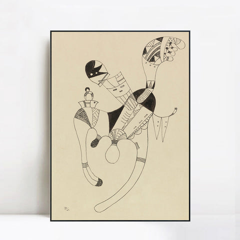 INVIN ART Framed Canvas Giclee Print DRAWING FOR 'A FLUTTERING FIGURE' by Wassily Kandinsky Wall Art Living Room Home Office Decorations