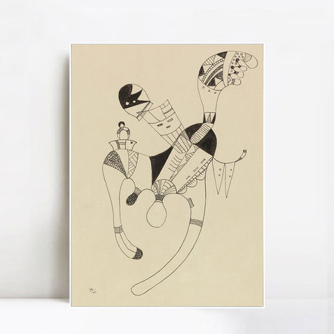 INVIN ART Framed Canvas Giclee Print DRAWING FOR 'A FLUTTERING FIGURE' by Wassily Kandinsky Wall Art Living Room Home Office Decorations