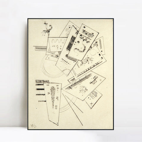 INVIN ART Framed Canvas Giclee Print Tristan Tzara by Wassily Kandinsky Wall Art Living Room Home Office Decorations