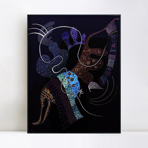INVIN ART Framed Canvas Giclee Print la_linea_bianca by Wassily Kandinsky Wall Art Living Room Home Office Decorations